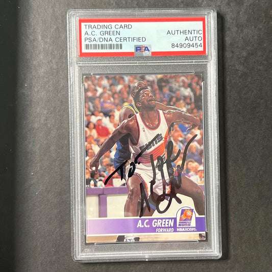 1984-85 Skybox #168 A.C. Green Signed Card AUTO PSA Slabbed Suns