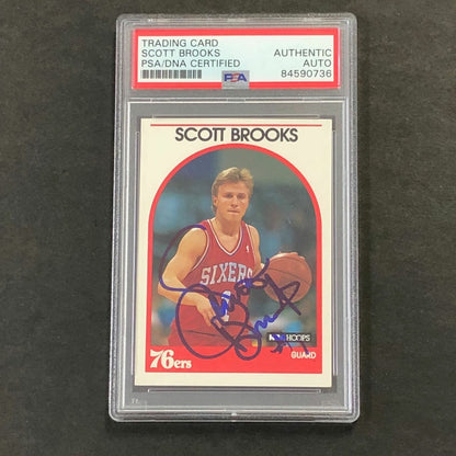 1989-1990 NBA Hoops #34 Scott Brooks Signed Card AUTO PSA Slabbed 76ers