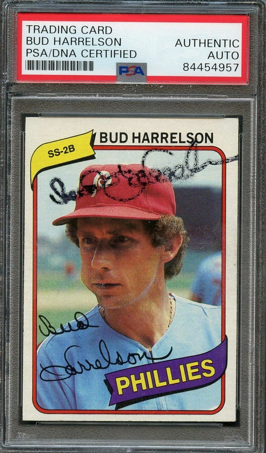 1980 Topps #566 Bud Harrelson Signed Card PSA Slabbed Auto Phillies