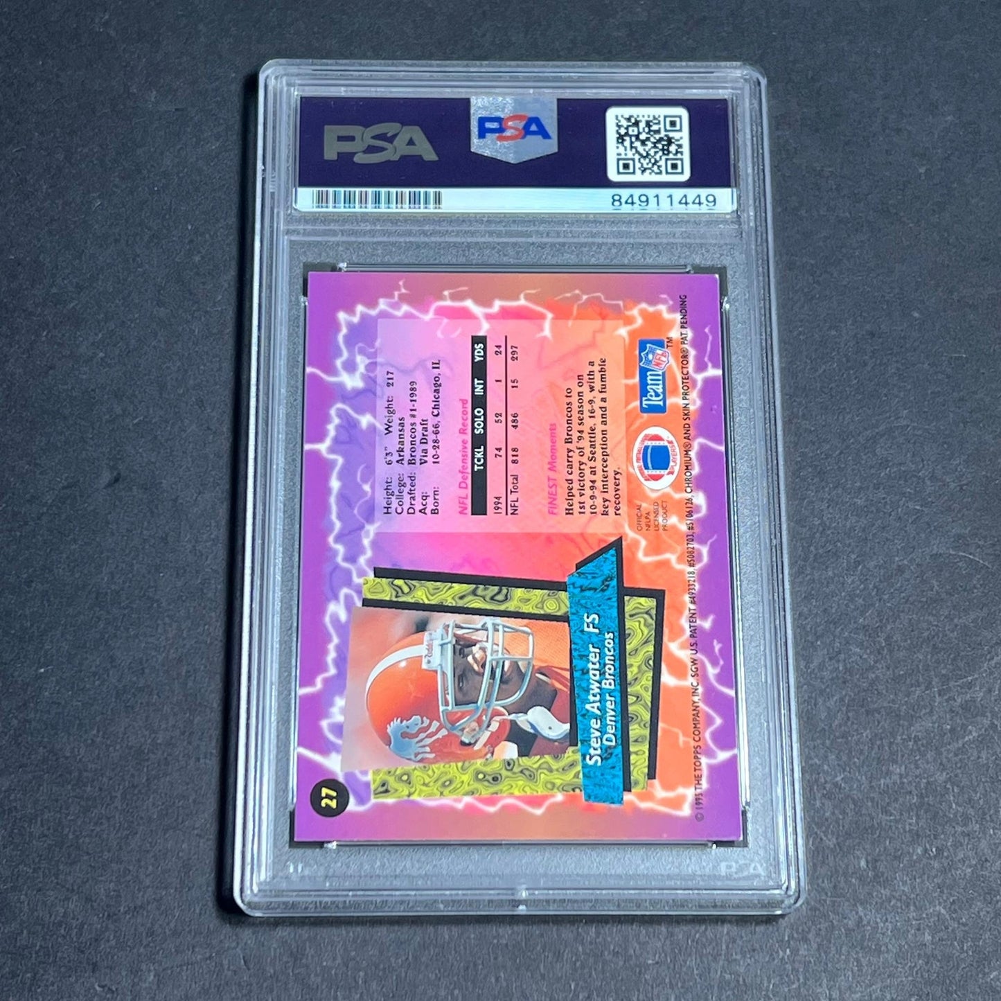 1995 Topps Finest #27 Steve Atwater Signed Card PSA Slabbed Auto 10 Broncos