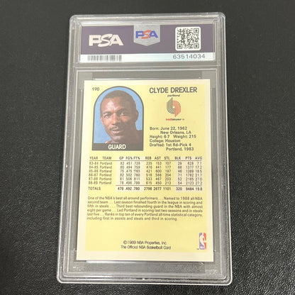1989 NBA Properties #190 Clyde Drexler Signed Card AUTO PSA Slabbed Trail Blazer
