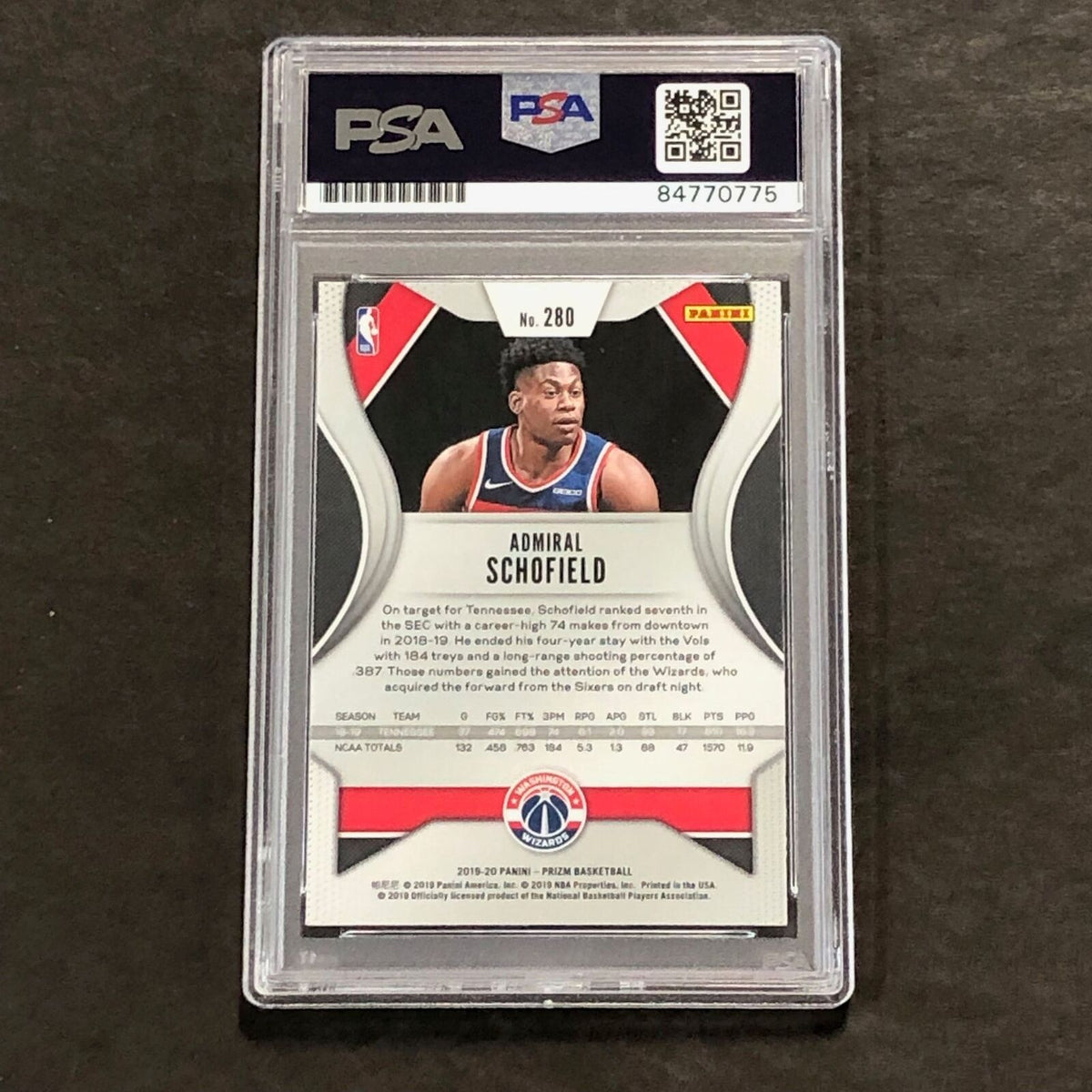 2019-20 Panini Prizm #280 Admiral Schofield Signed Card AUTO PSA Slabbed RC Wiza
