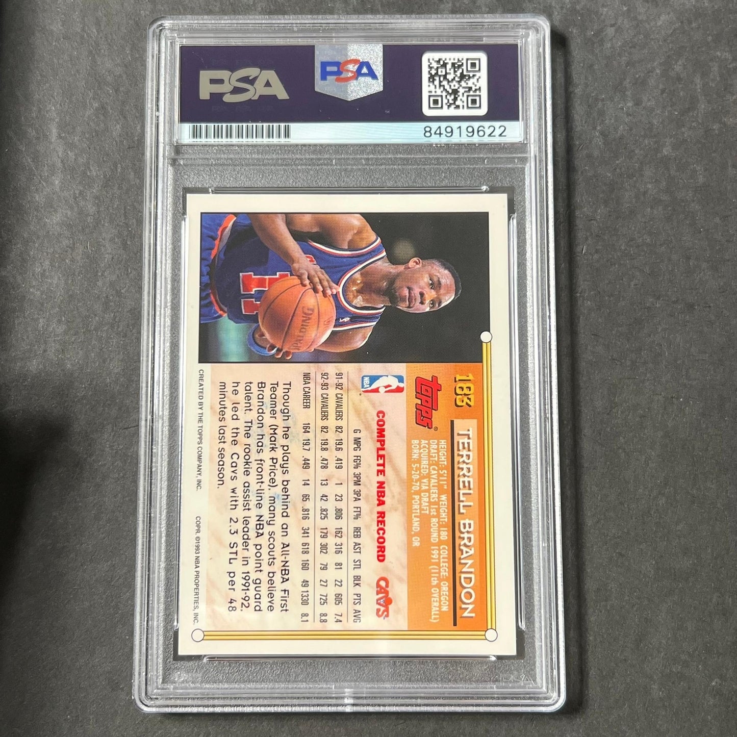 1993-94 Topps #183 Terrell Brandon Signed Card AUTO PSA/DNA Slabbed Cavaliers