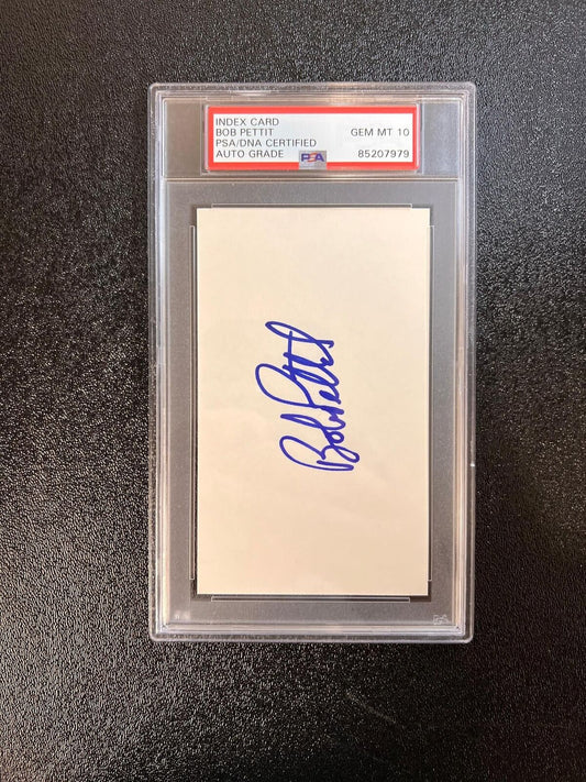 Bob Pettit Signed cut AUTO 10 PSA Slabbed Hawks