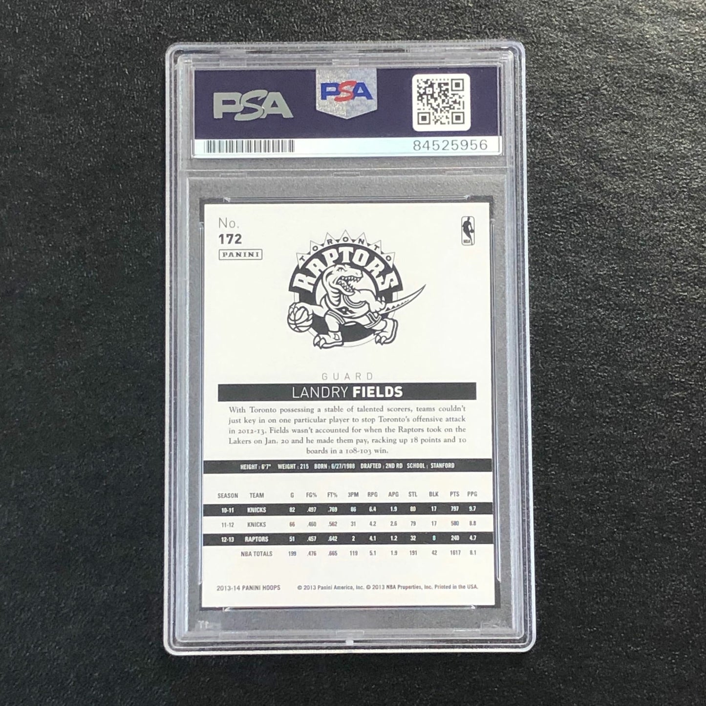 2013-14 NBA Hoops #172 Landry Fields Signed Card AUTO PSA Slabbed Raptors