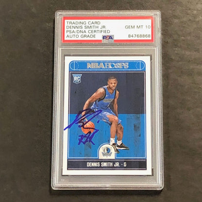 2017-18 Panini NBA Hoops #259 Dennis Smith Jr. Signed Card AUTO 10 PSA Slabbed M