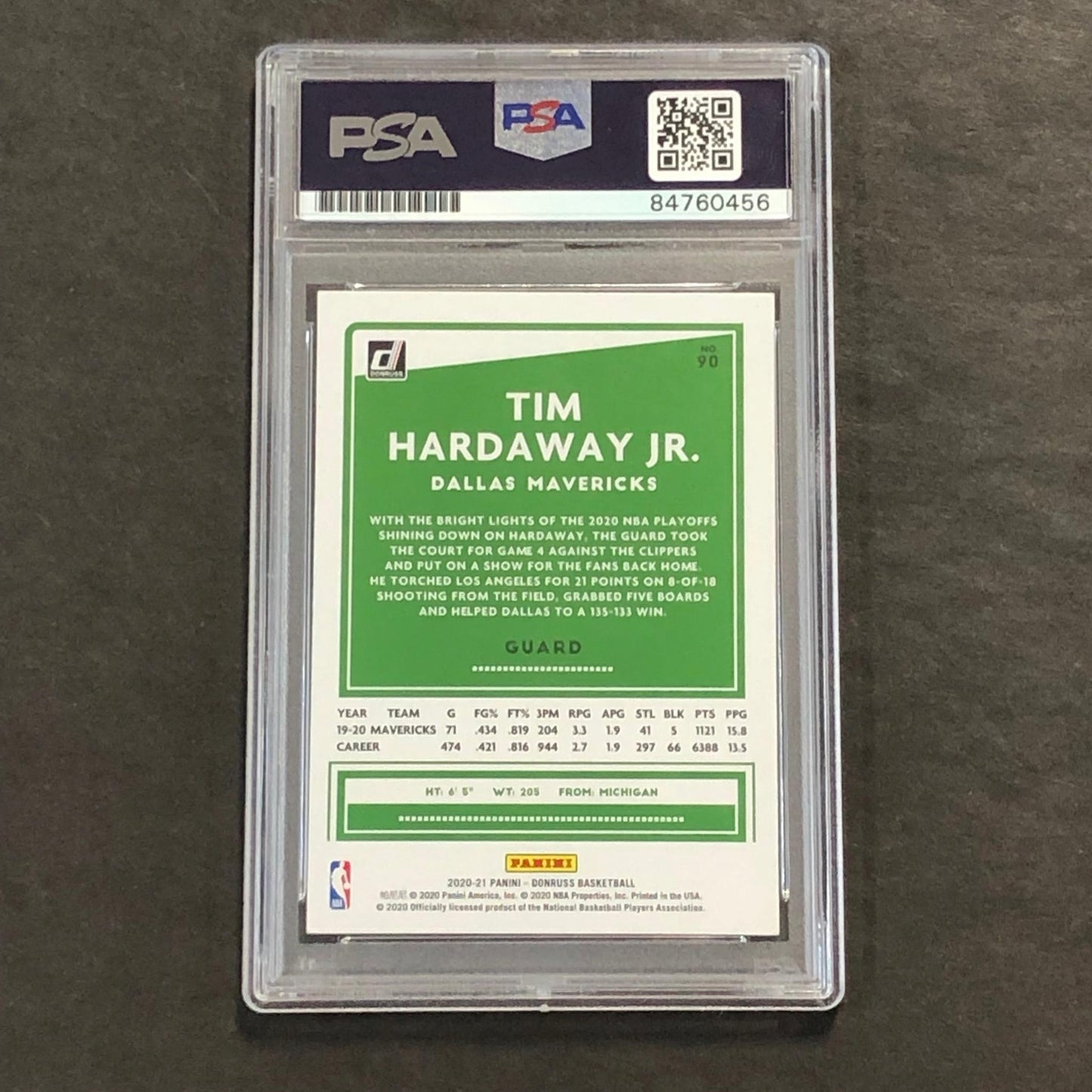 2020-21 Panini Donruss #90 Tim Hardaway Jr Signed Card AUTO PSA Slabbed Maverick