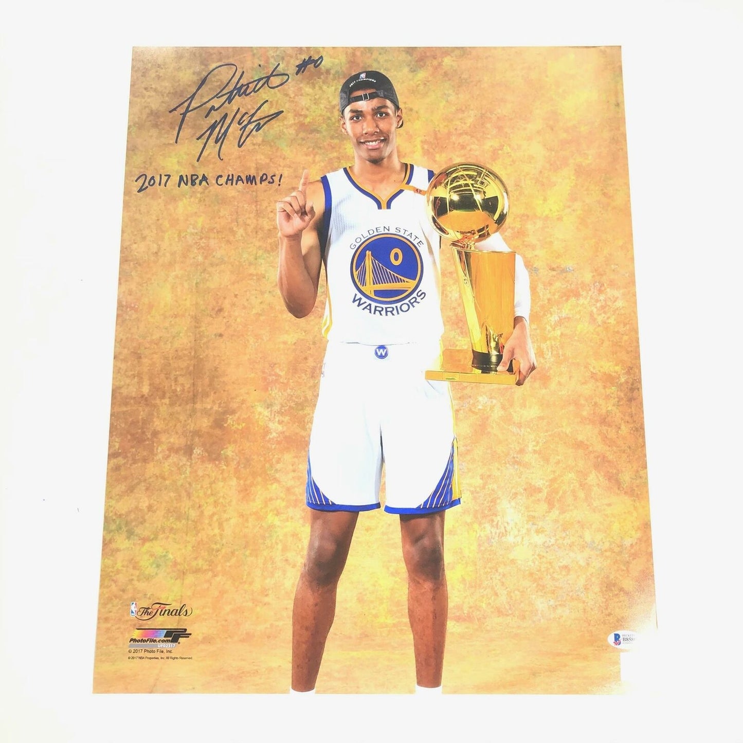 Patrick McCaw signed 16x20 photo BAS Beckett Golden State Warriors Autographed