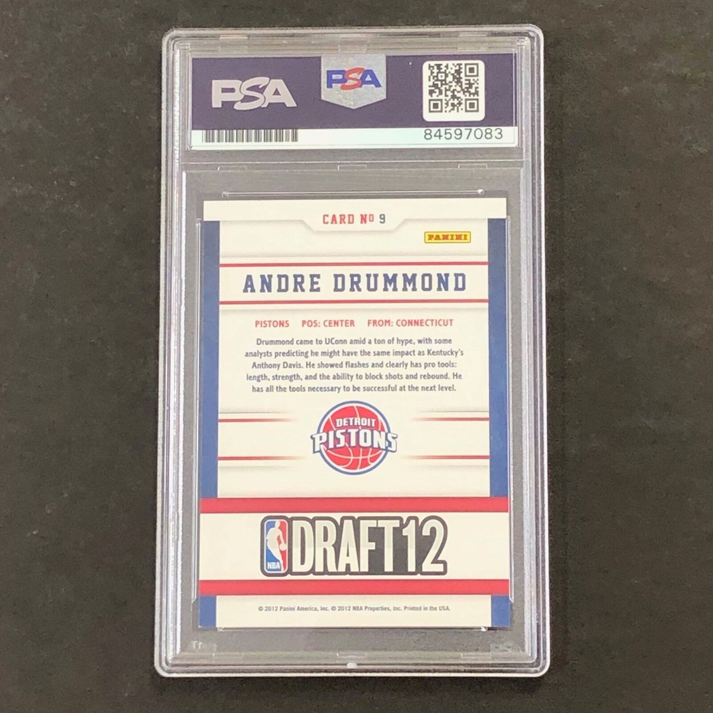 2012-13 NBA Hoops Draft Night #9 Andre Drummond Signed Card AUTO 10 PSA Slabbed