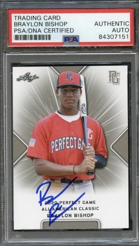 2020 Leaf Perfect Game Braylon Bishop Signed Card AUTO PSA Slabbed