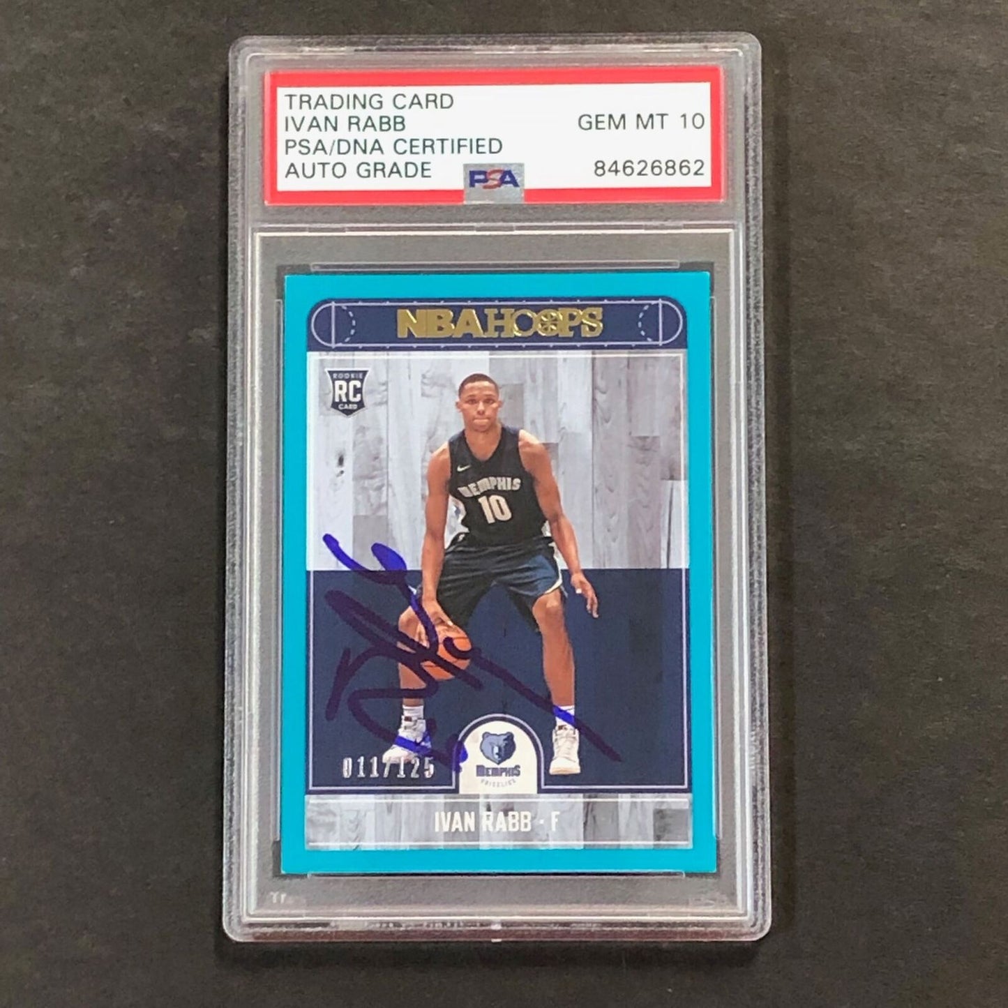 2017-18 NBA Hoops Blue #285 011/125 Ivan Rabb Signed Card AUTO 10 PSA Slabbed RC