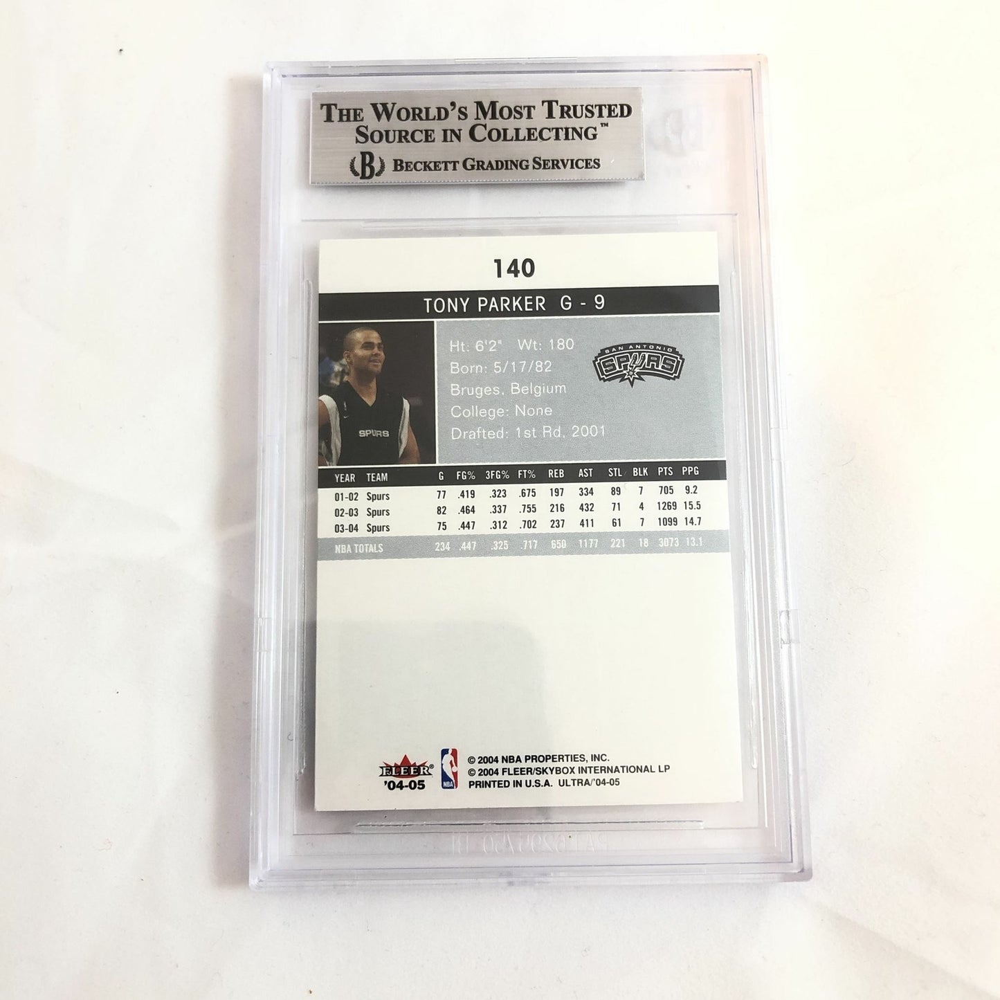 2003-04 Fleer Ultra Tony Parker Signed AUTO #140 BAS BGS Beckett Slabbed Autogra