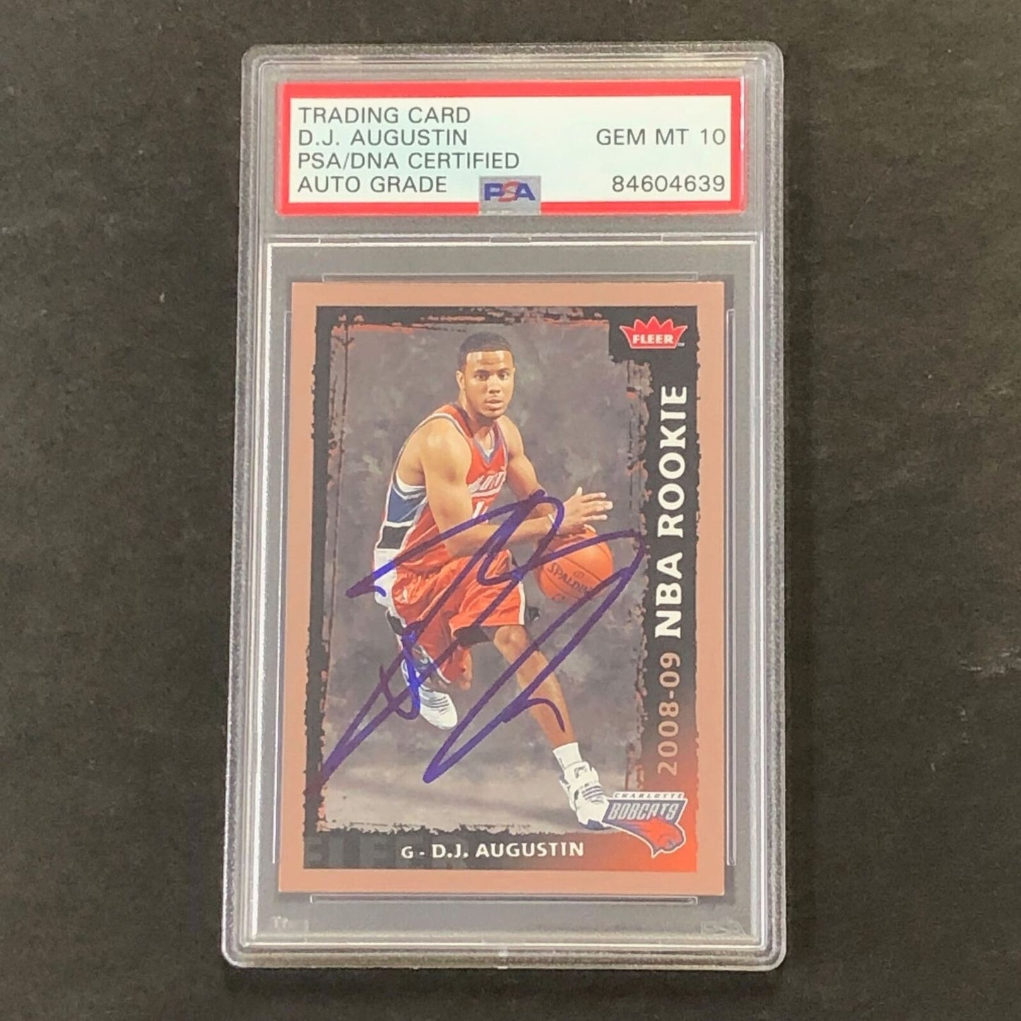 2008-09 Fleer #209 DJ Augustin Signed Card AUTO 10 PSA Slabbed RC Bobcats