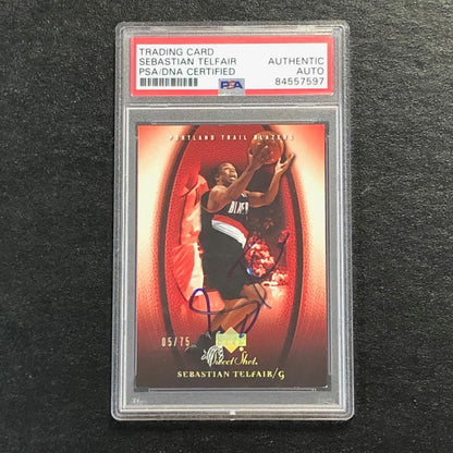 2005-06 Upper Deck Sweet Shot #82 Sebastian Telfair Signed Card AUTO PSA/DNA Sla