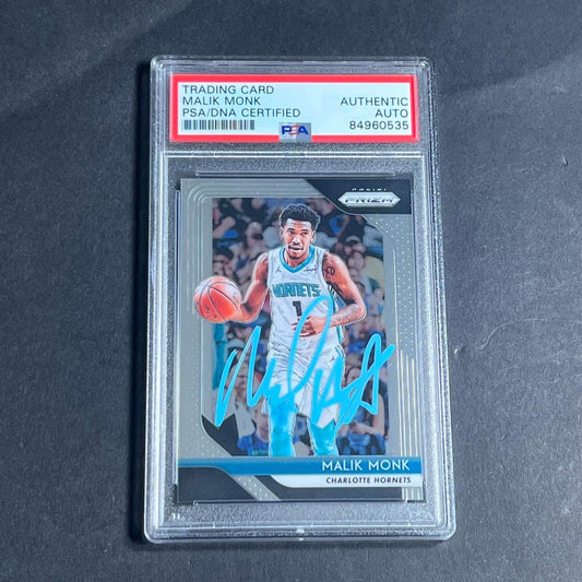 2018-19 Panini Prizm #50 Malik Monk Signed Card AUTO PSA/DNA Slabbed Hornets