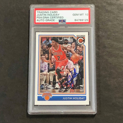 2016-17 Panini Complete #169 JUSTIN HOLIDAY Signed Card AUTO 10 PSA Slabbed Knic