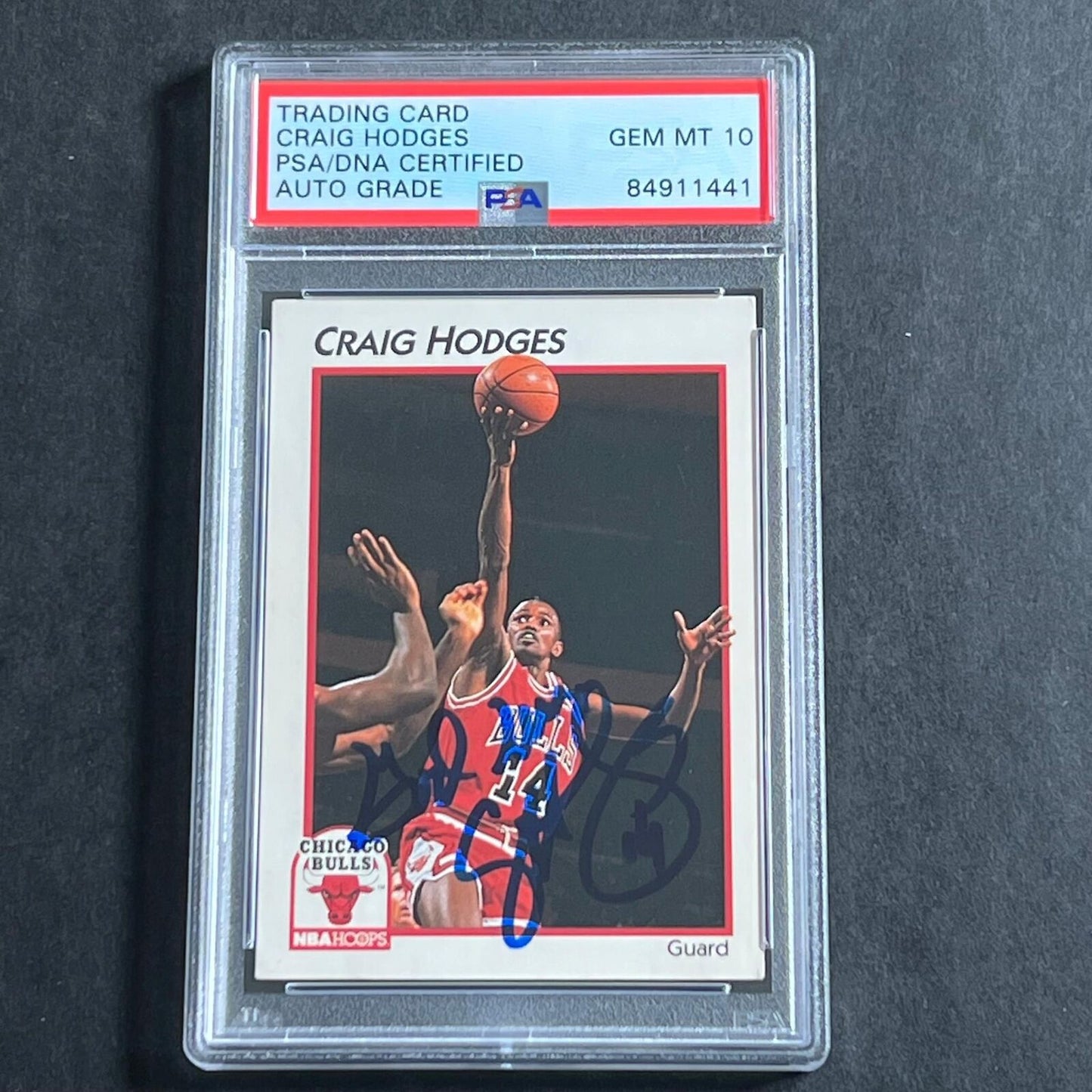 1991-92 NBA Hoops #66 Craig Hodges Signed Card AUTO GRADE 10 PSA Slabbed Bulls