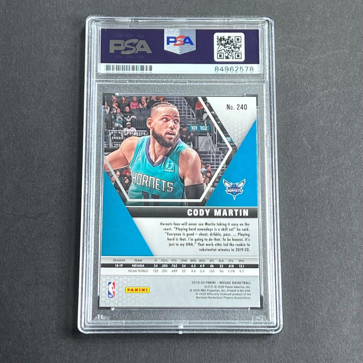2019-20 Panini Mosaic #240 Cody Martin Signed Card AUTO PSA/DNA Slabbed RC Horne
