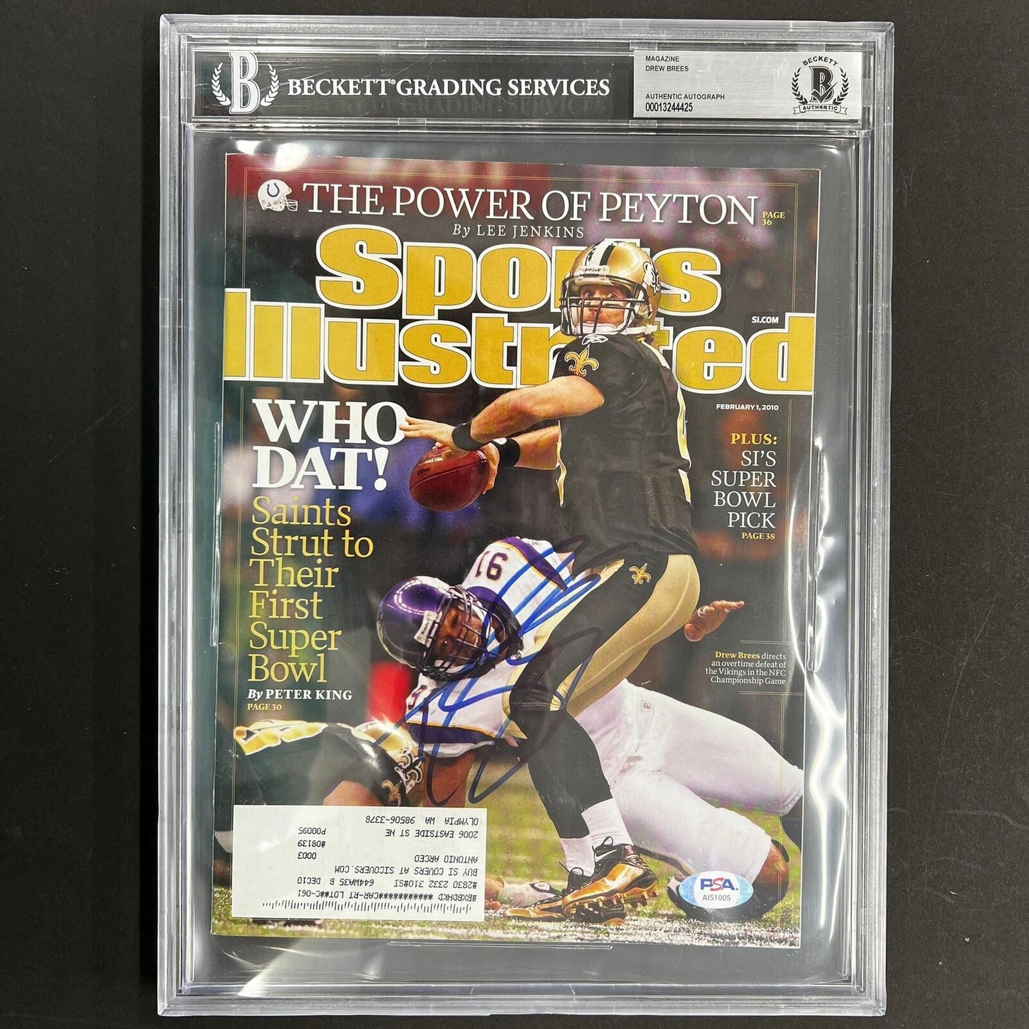 Drew Brees Signed SI Magazine Beckett Sports Illustrated Saints