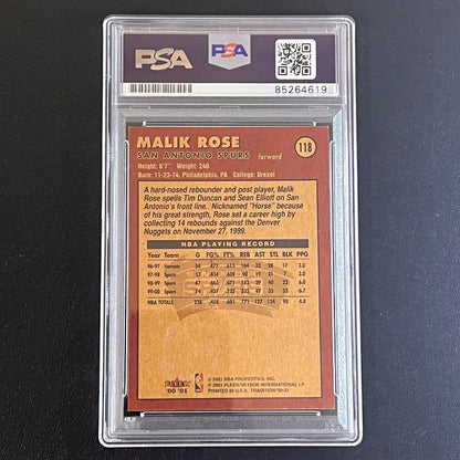 2000-01 Fleer #118 Malik Rose Signed Card AUTO PSA/DNA Slabbed Spurs