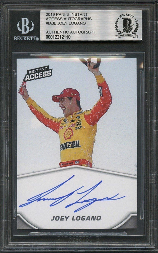 2019 Panini Instant Joey Logano Signed Card AUTO BAS Beckett Slabbed Nascar