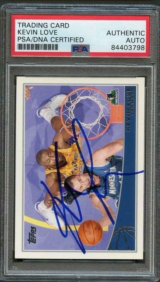 2009-10 Topps Basketball #167 Kevin Love Signed Card AUTO PSA Slabbed Timberwolv