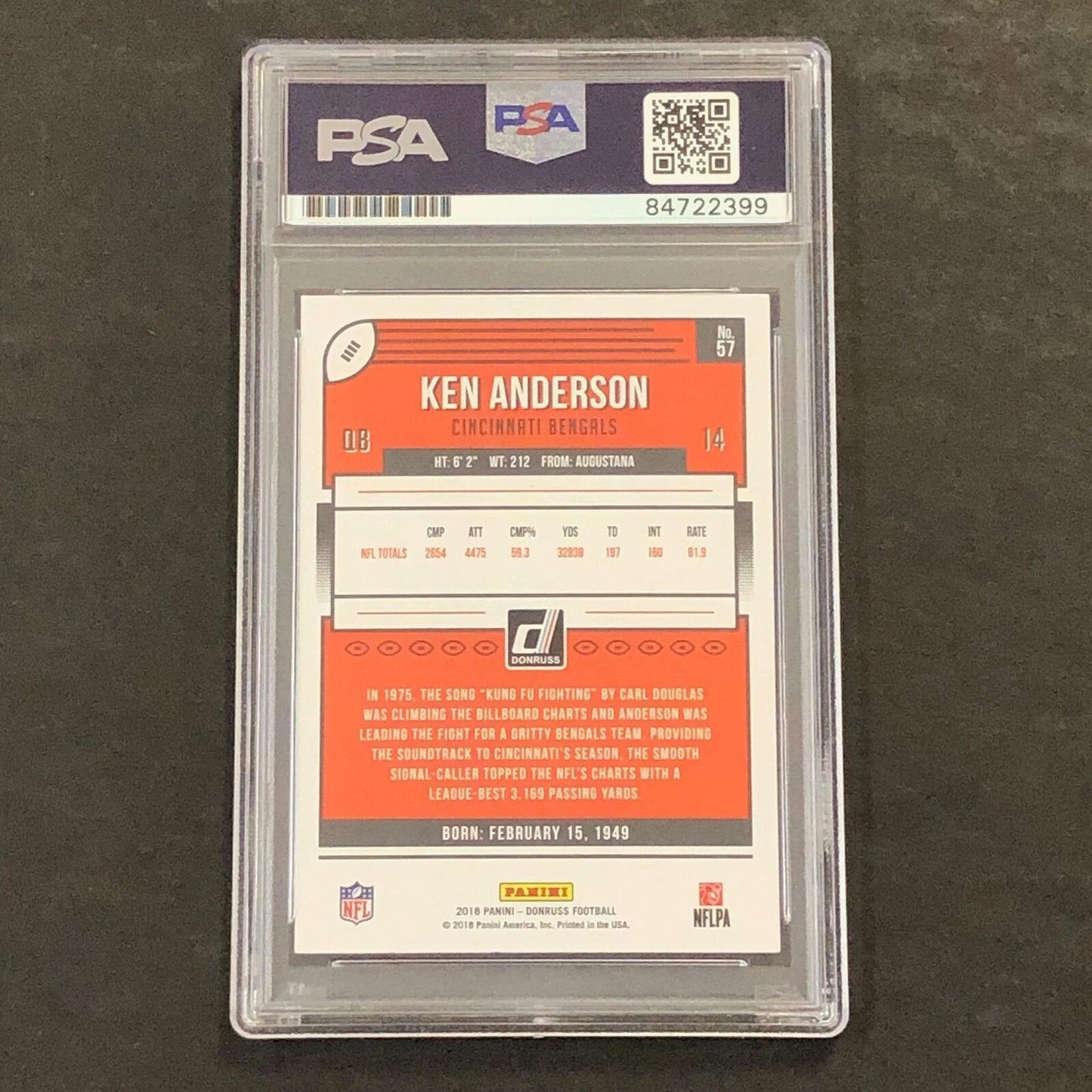 2018 Panini Donruss #57 Ken Anderson AUTO card PSA Bengals Signed
