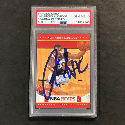 2012 13 NBA Hoops #124 LaMarcus Aldridge Signed Card AUTO 10 PSA Slabbed Trail B