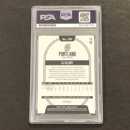2020-21 NBA Hoops #250 CJ ELLEBY Signed Card AUTO PSA Slabbed RC Trail Blazers