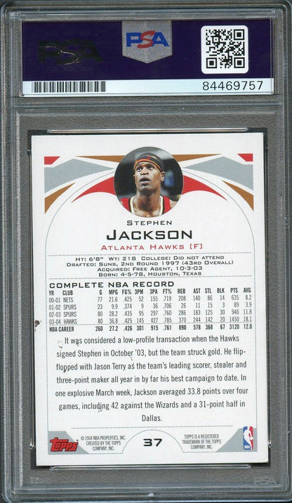 2004-05 Topps #37 Stephen Jackson Signed Card AUTO PSA Slabbed