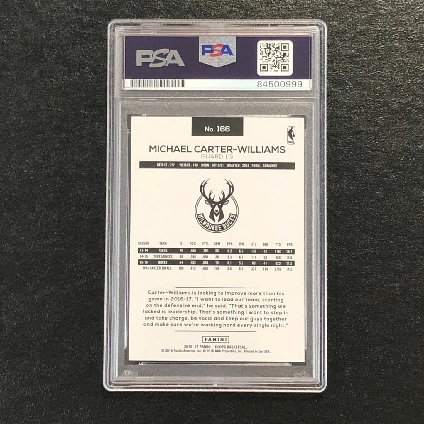 2016-17 NBA Hoops #166 Michael Carter-Williams Signed Card AUTO 10 PSA Slabbed B