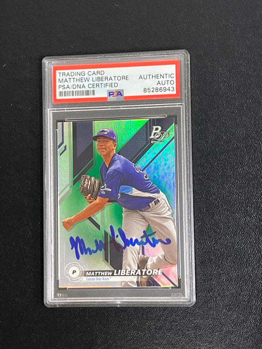 2019 Topps Bowman Platinum #TOP-17 Matthew Liberatore Signed Card AUTO PSA/DNA S