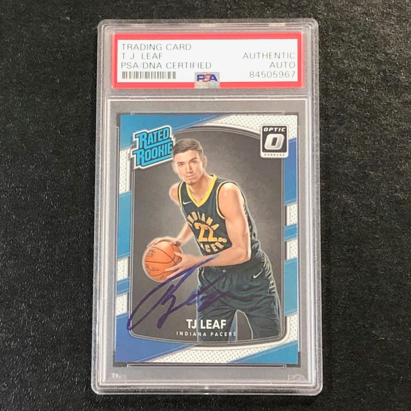 2017-18 Optic Rated Rookie #183 TJ Leaf Signed Card AUTO PSA Slabbed RC Pacers