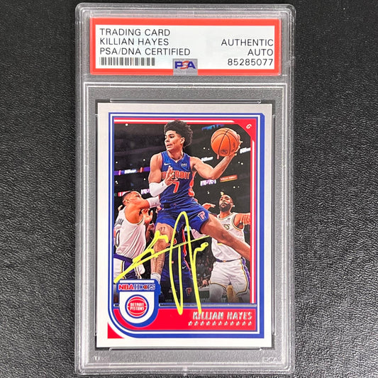 2022-23 Panini Hoops #64 Killian Hayes Signed Card AUTO PSA Slabbed RC Pistons