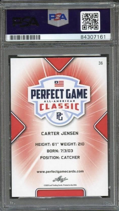 2020 Leaf Perfect Game Carter Jensen Signed Card AUTO PSA Slabbed