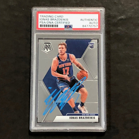 2019-20 Panini Mosaic #242 Ignas Brazdeikis Signed AUTO PSA Slabbed RC Knicks