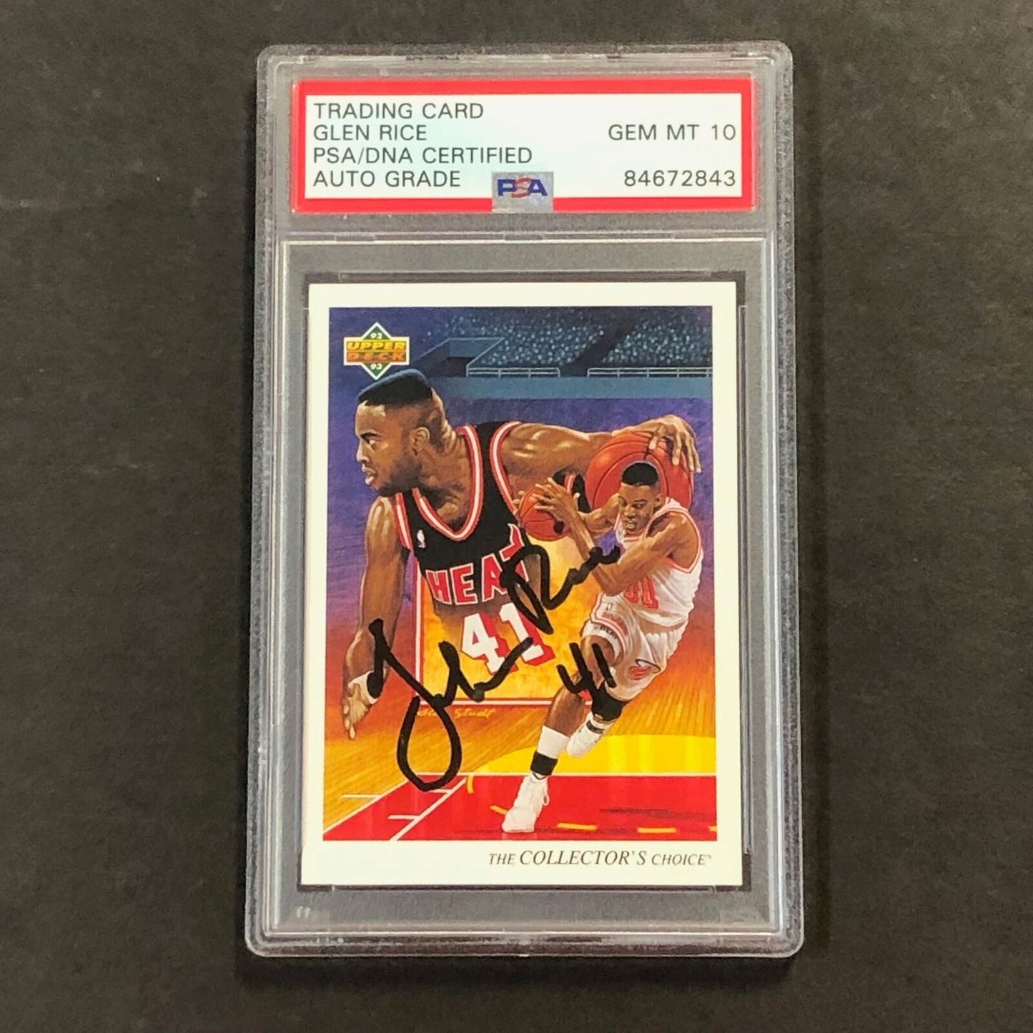 1992-93 Upper Deck Collector's Choice #42 Glen Rice Signed Card AUTO 10 PSA Slab