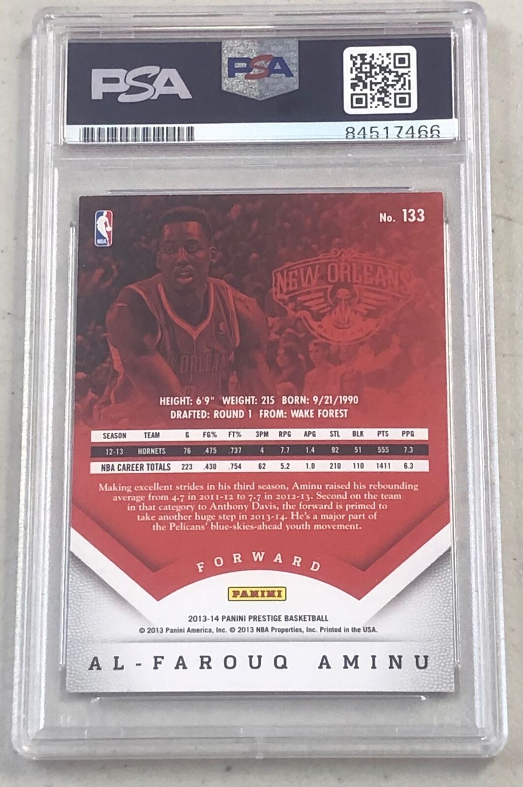2013-14 Panini Prestige #133 Al-Farouq Aminu Signed Card AUTO PSA Slabbed Pelica