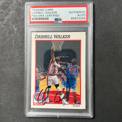 1991 NBA Hoops #363 Darrell Walker Signed Card AUTO PSA Slabbed Pistons