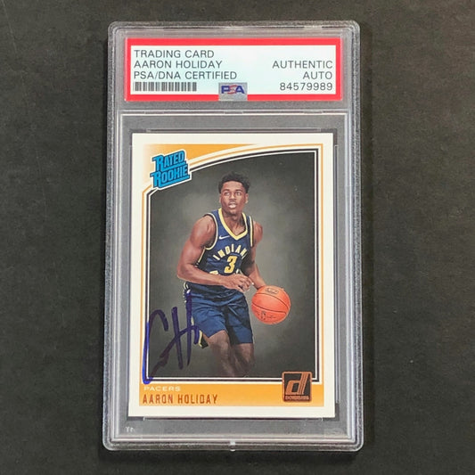 2018-19 Donruss Rated Rookie #176 AARON HOLIDAY Signed Rookie Card AUTO PSA Slab