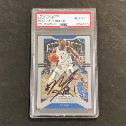 2019-20 Panini Prizm #53 Mike Scott Signed Card Auto 10 PSA Slabbed 76ers