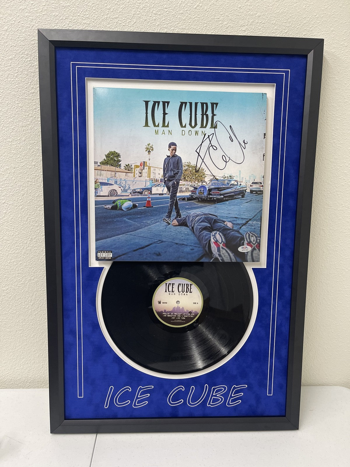 Ice Cube signed Vinyl Frame PSA/DNA Autographed Rapper Man Down