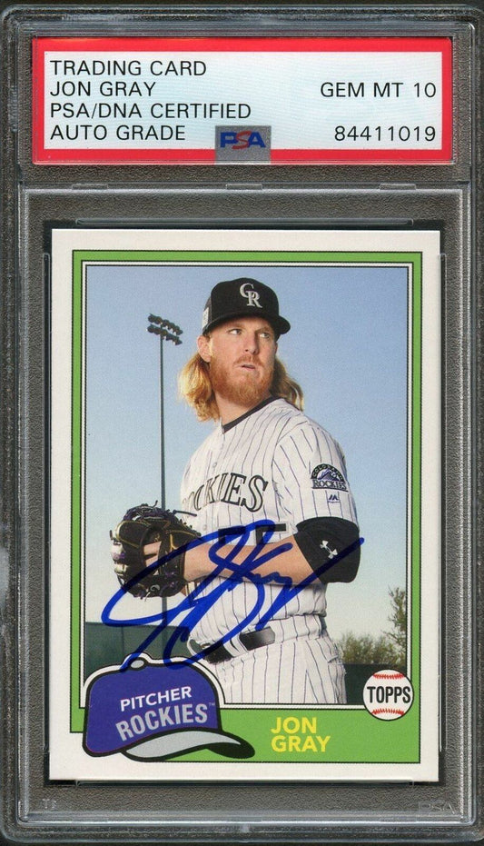 2018 Topps Archives #215 Jon Gray Signed Card PSA Slabbed Auto 10 Rockies