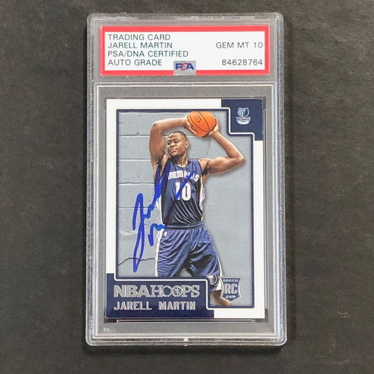 2015-16 NBA Hoops #266 Jarell Martin Signed Card AUTO 10 PSA Slabbed RC Grizzlie