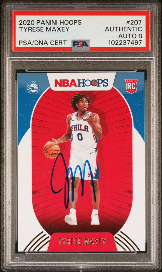 2020 Panini Hoops #207 Tyrese Maxey PSA Auto 8