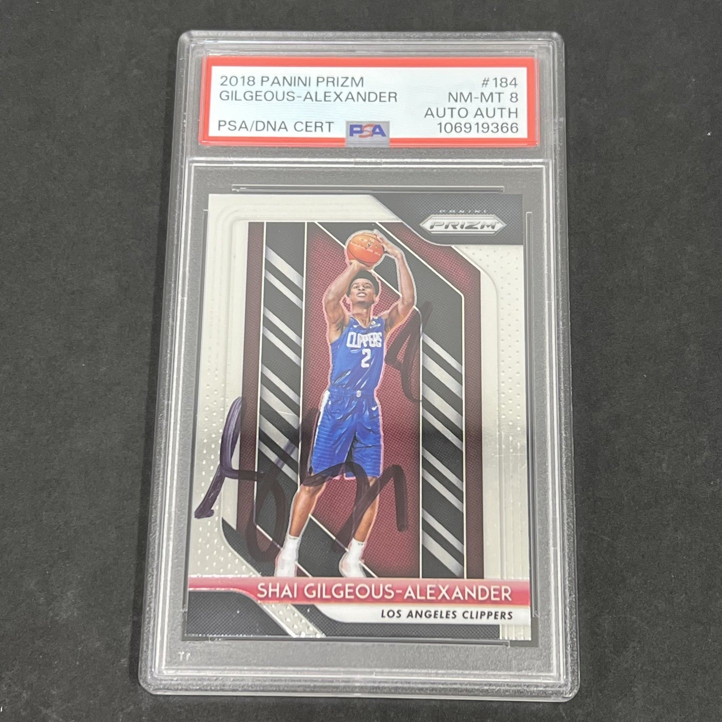2018 Panini Prizm #184 Shai Gilgeous-Alexander signed card PSA 8 Auto A