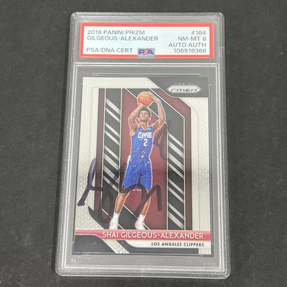 2018 Panini Prizm #184 Shai Gilgeous-Alexander signed card PSA 8 Auto A