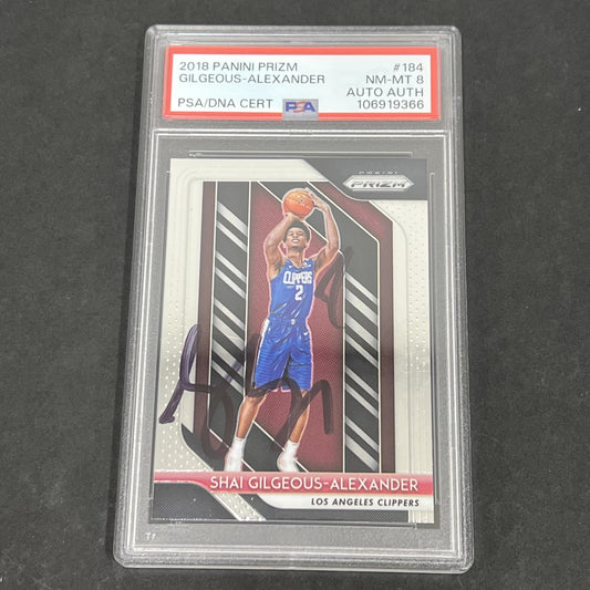 2018 Panini Prizm #184 Shai Gilgeous-Alexander signed card PSA 8 Auto A