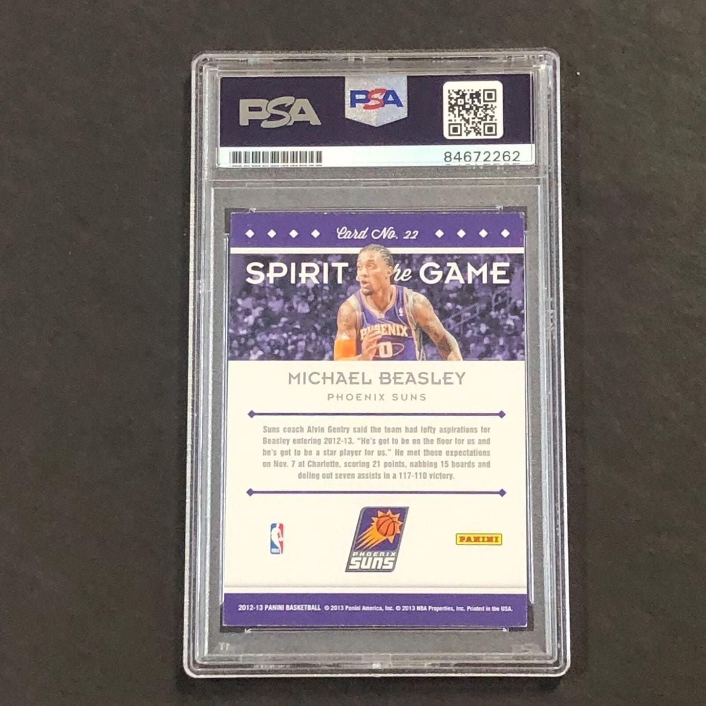 2012-13 Panini Basketball Spirit on the Game #22 Michael Beasley Signed Card AUT