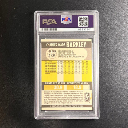 1990 Fleer #139 Charles Barkley Signed Card AUTO PSA Slabbed Sixers